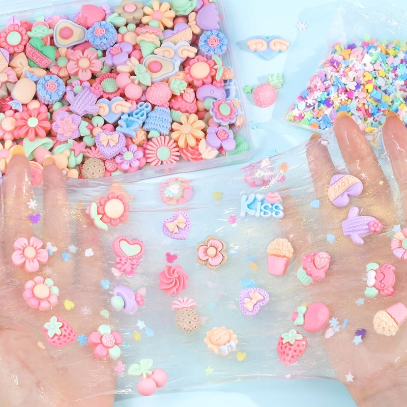 Glitzest 100PCS TINKRSTUFF Macaroon Flower Slime Charms Cute Flatback Resin Charms For Slime, Kawaii Random Decoden Charm for Embellishments Phone Junk Case Charms Bulk,Hairpins Scrapbooking Crafting DIY Decor - Image 5